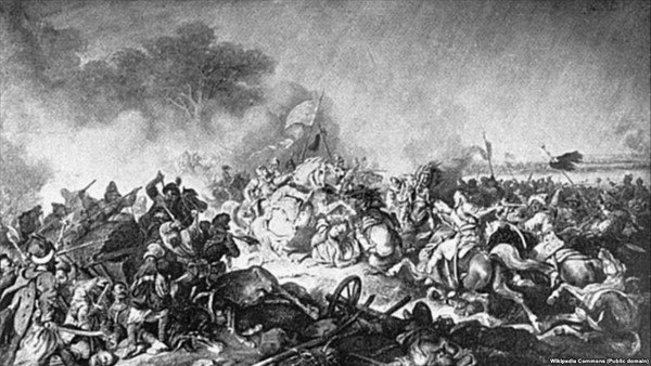 Смерть Стефана Потоцкого под Жёлтыми Водами. Акварель, 1855