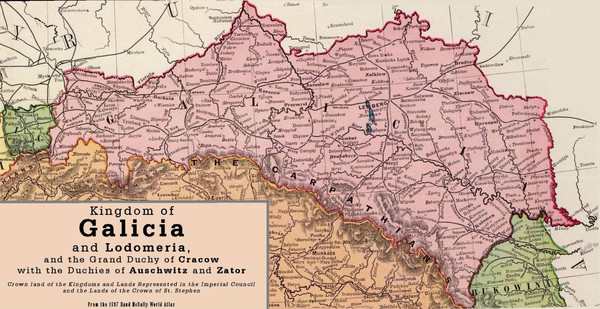 Карта Галиции и Ладомериии. 1897